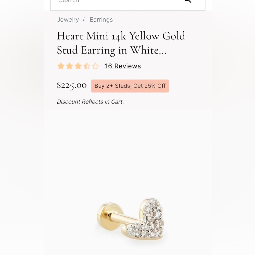Kendra Scott heart stud diamond earring